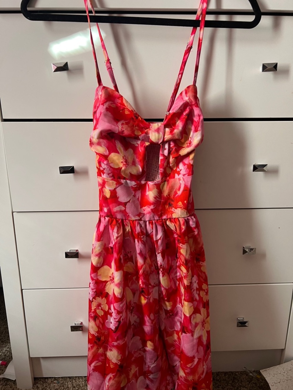 Floral Pink & Red Spaghetti-Strap Romper